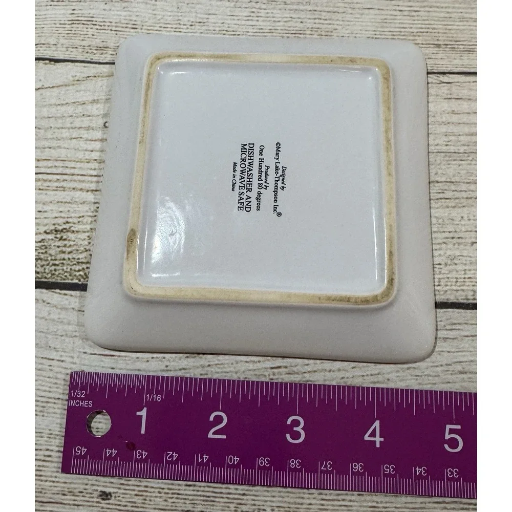 Mary Lake Thompson Dachshund Dog Trinket Tray Square Dish Hot Dogs GTub6